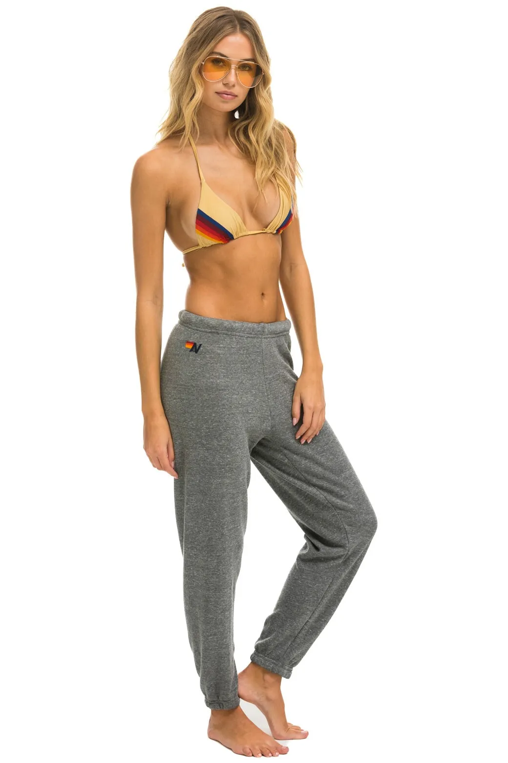 5 STRIPE SWEATPANTS - HEATHER GREY 2