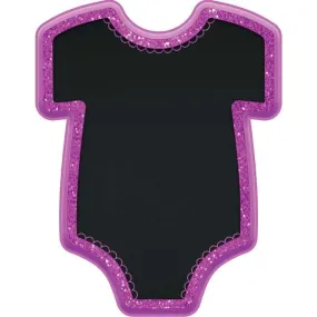 Baby Girl Bodysuit Shaped MDF Glittered Easel - 22cm x 17cm