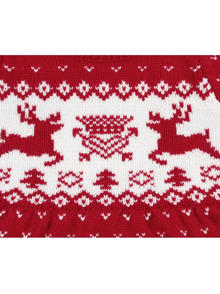 Baby Toddler Girl Christmas Reindeer Crochet Dress