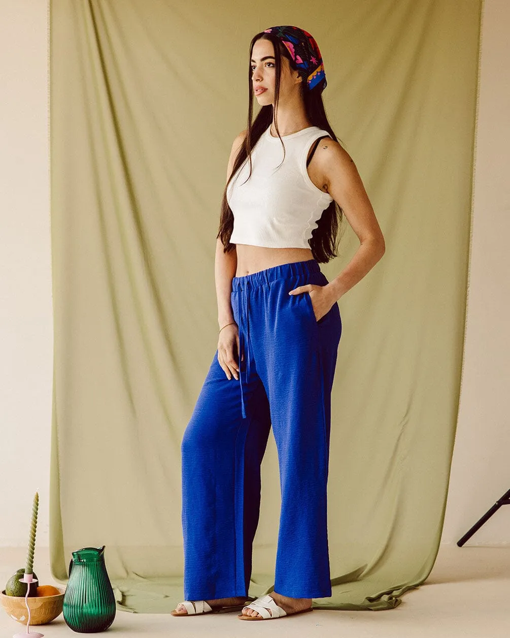 Blue Flowy Pants