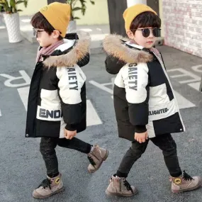 Boys Plus Velvet Cotton Winter Jackets Coat for Kids Warm Thick Parkas