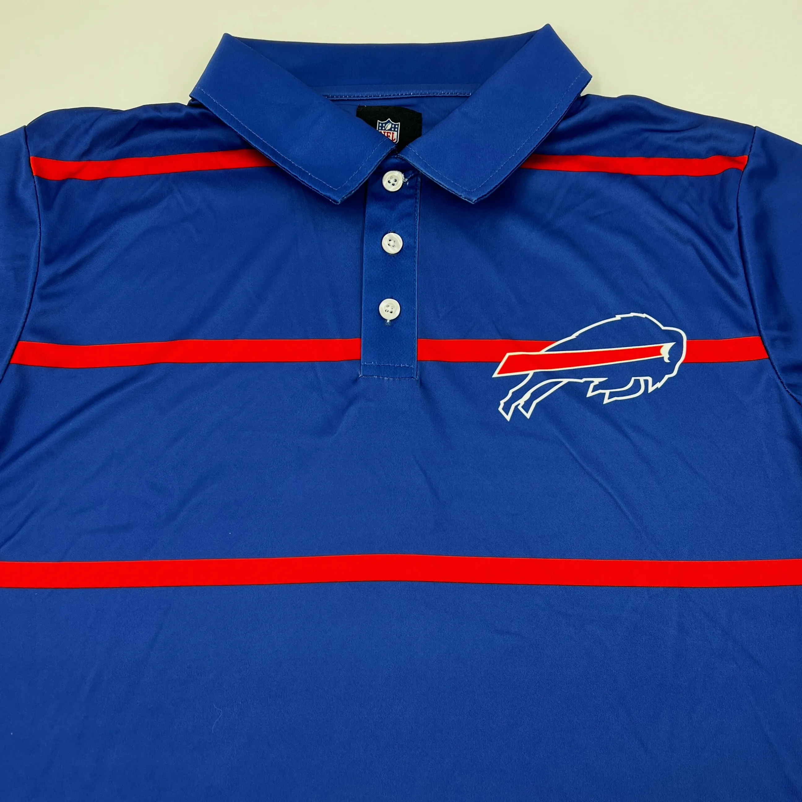 Buffalo Bills Royal Blue & Red Striped Polo