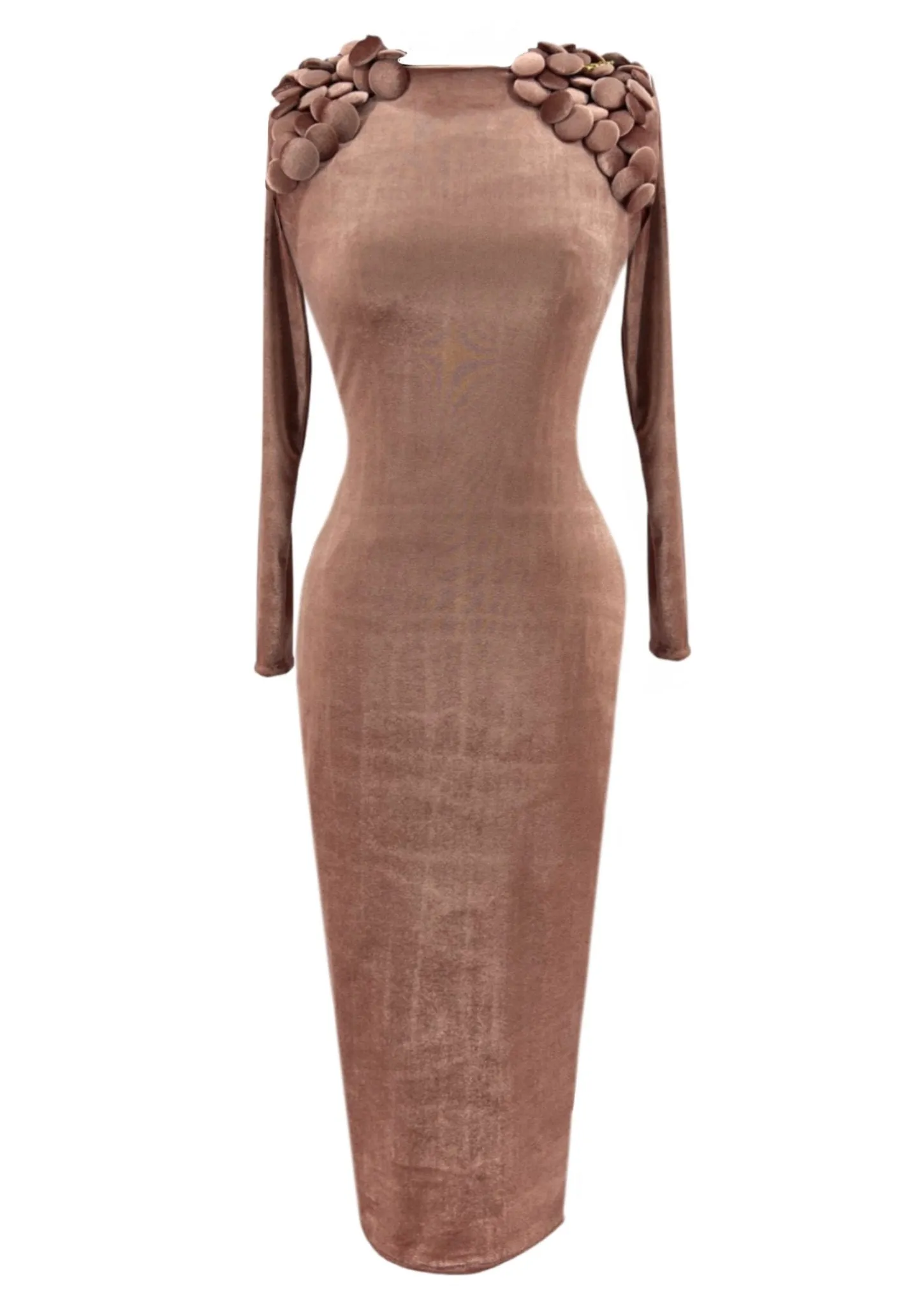 Button Velvet Bodycon-Pink