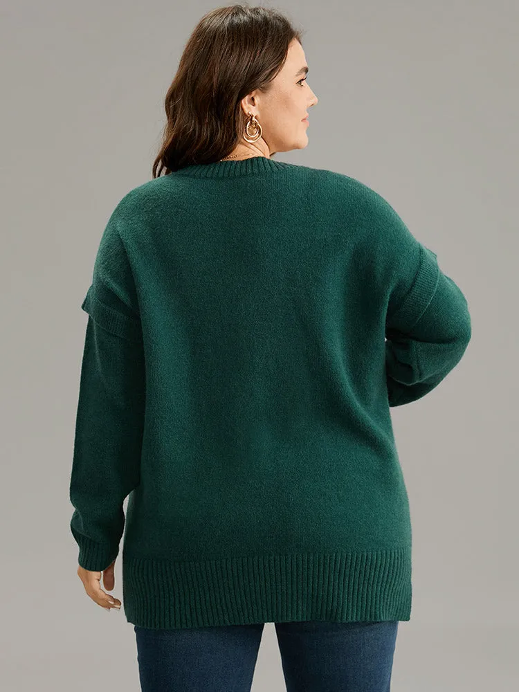 Cable Knit Patchwork Drop Shoulder Pullover