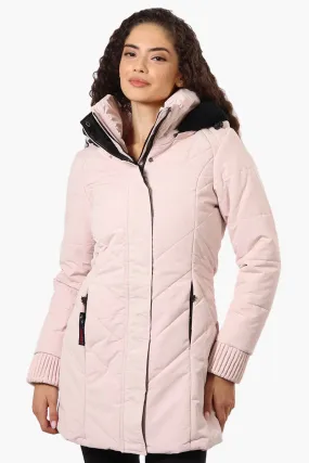 Canada Weather Gear Chevron Quilted Parka Jacket - Pink