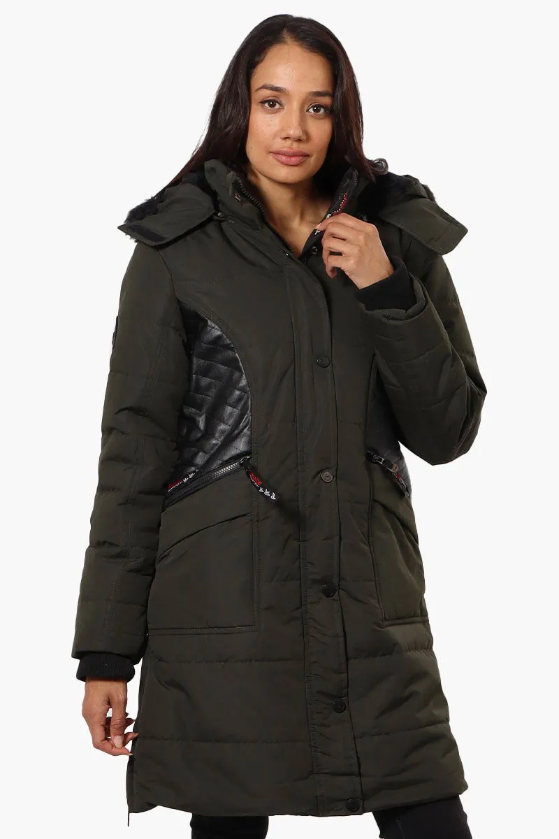 Canada Weather Gear Vegan Leather Insert Parka Jacket - Olive