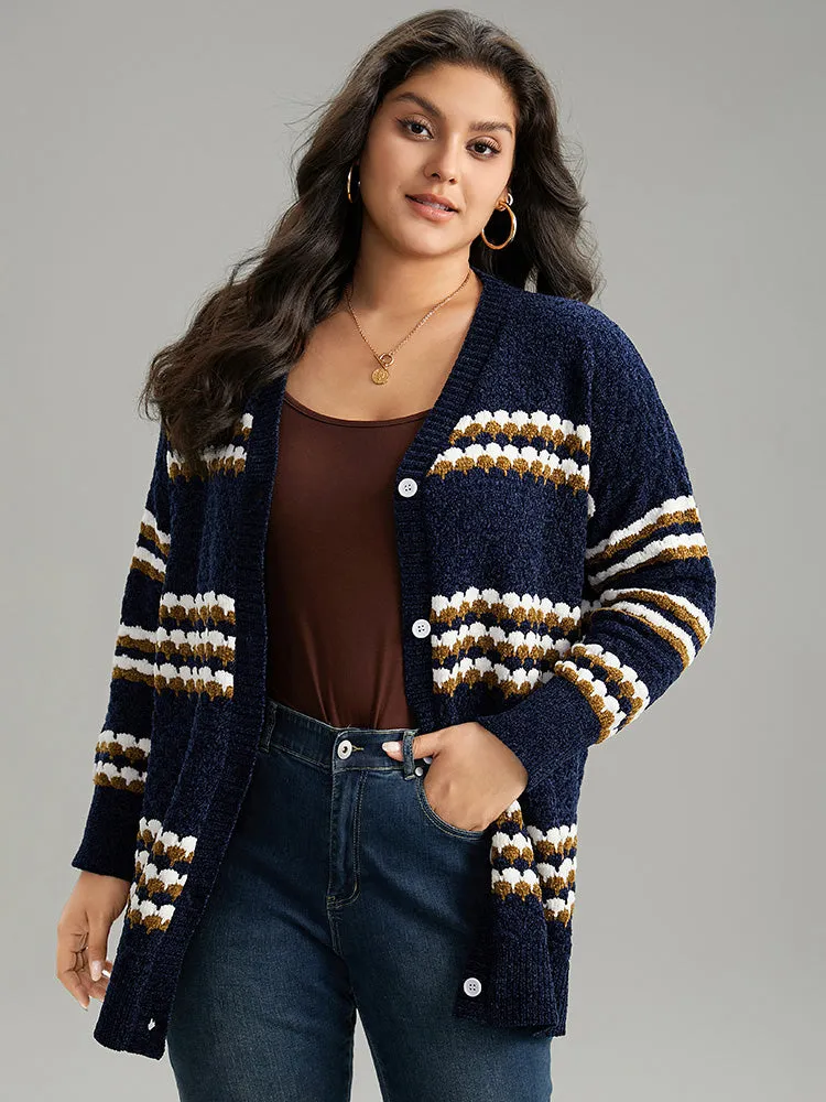 Chenille Geo Button Through Cardigan