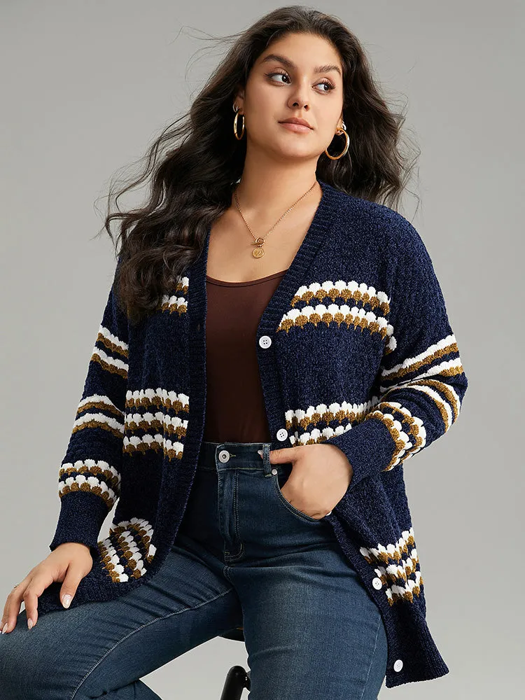 Chenille Geo Button Through Cardigan