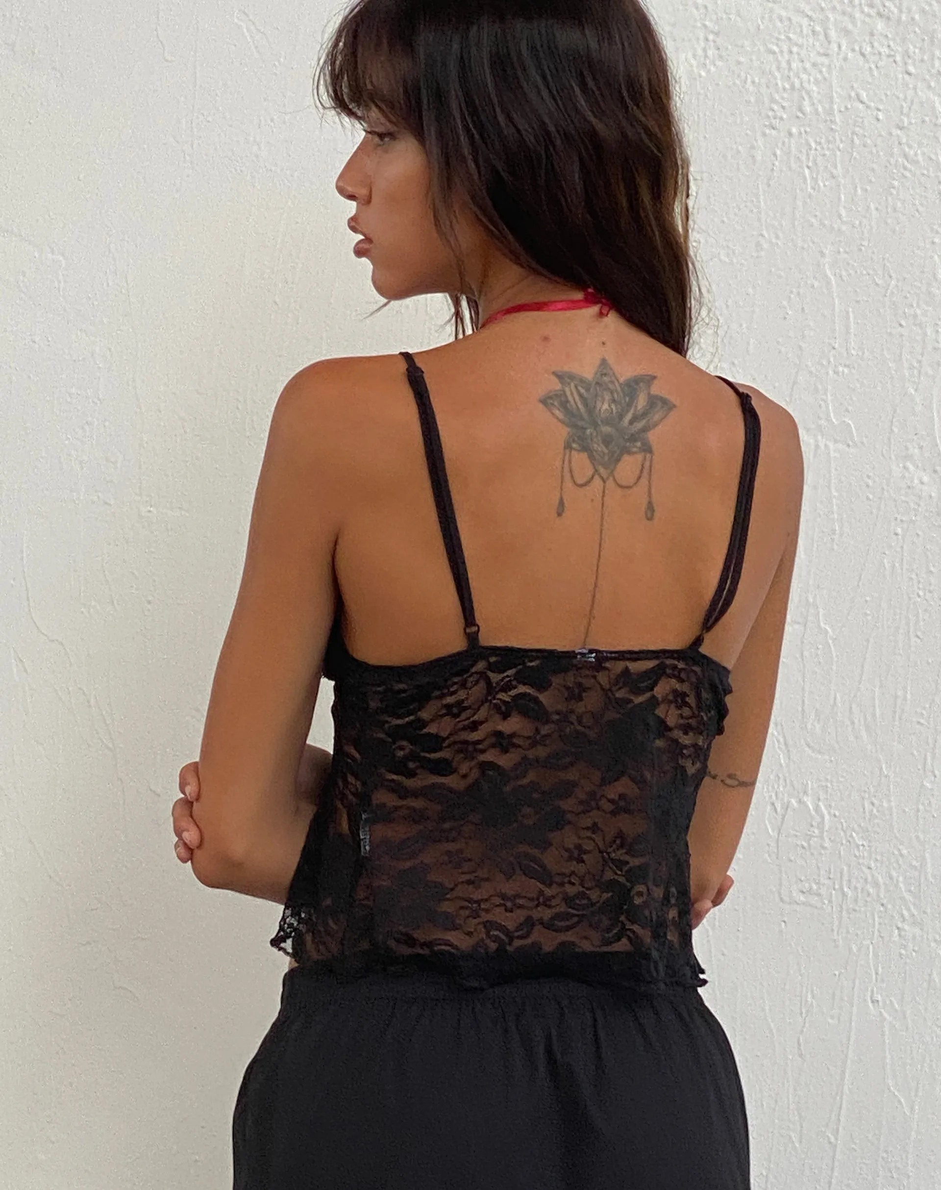 Cojira Lace Butterfly Top in Black