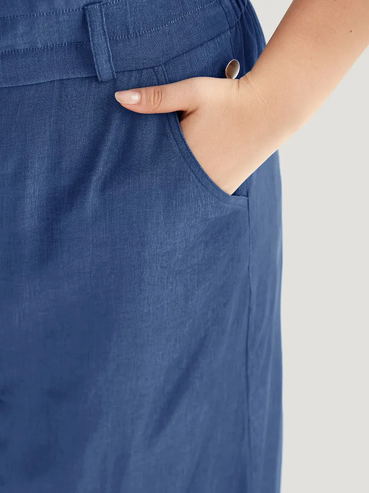 Contrast Drawstring Ties Button Detail Cami Dress