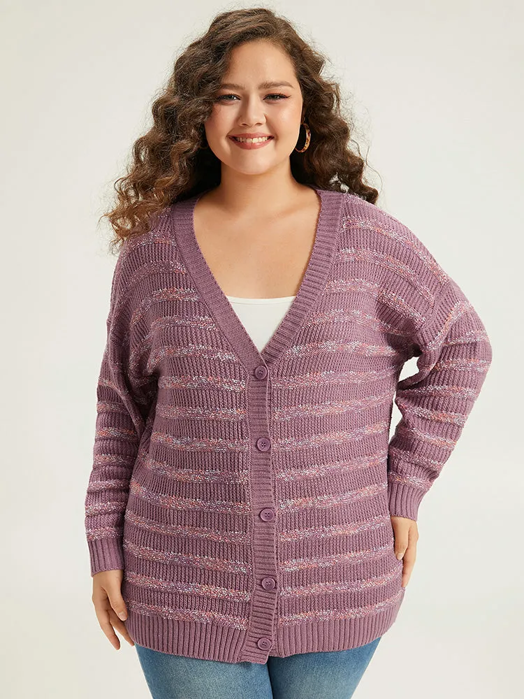 Contrast Drop Shoulder Button Through Cardigan