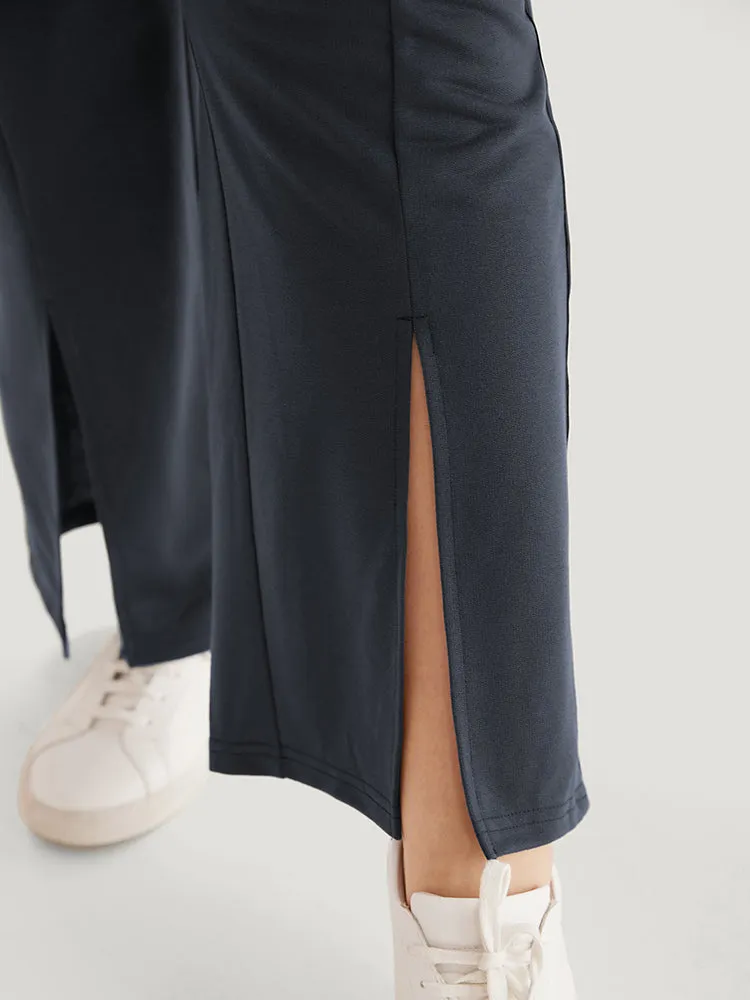 Contrast Patchwork Pocket Drawstring Split Hem Sweatpants