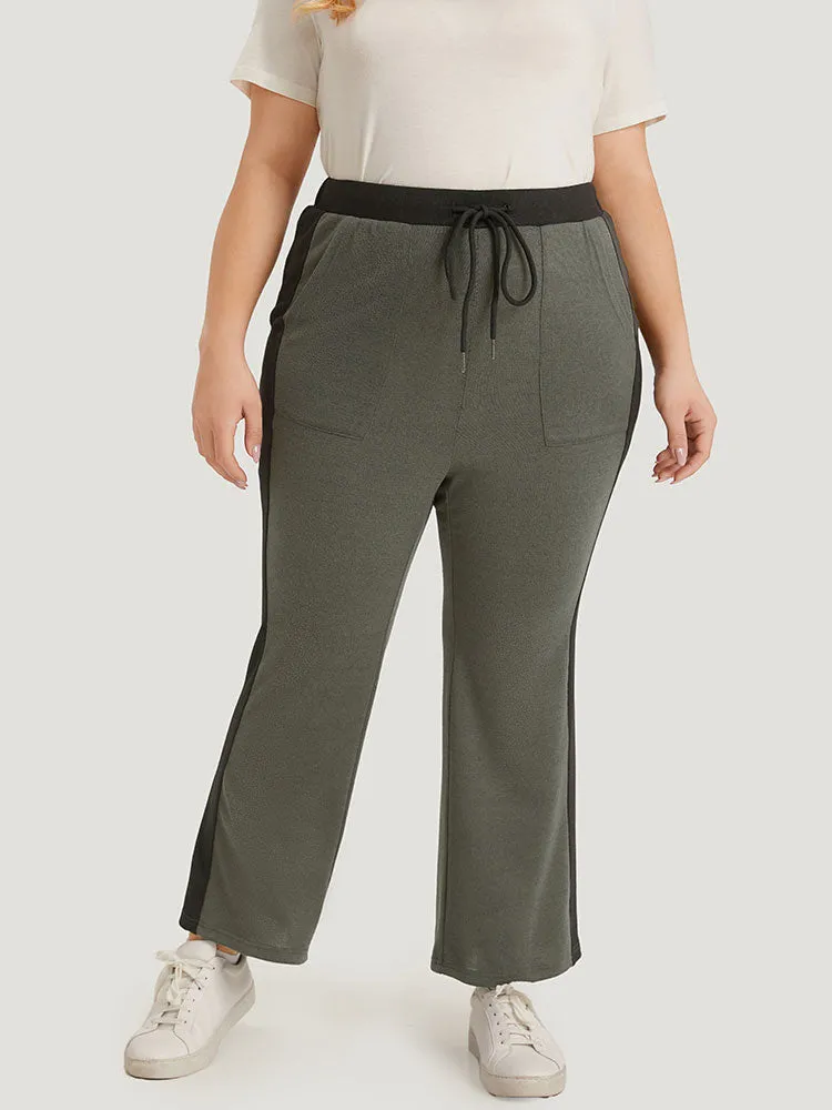 Contrast Pocket Drawstring Bootcut High Rise Sweatpants