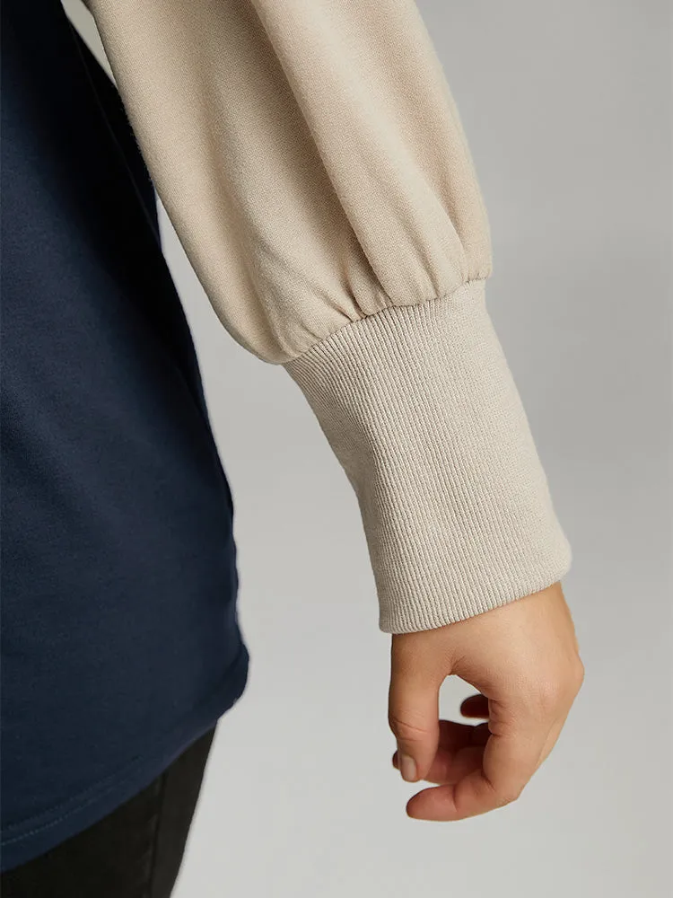 Contrast Raglan Sleeve Elastic Cuffs Sweatshirt