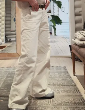 CORDUROY PANTS WITH ELASTIC WAISTBAND - OFF WHITE