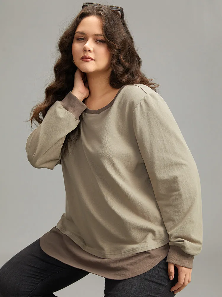 Cotton Two Tone Layered Sweatshirt