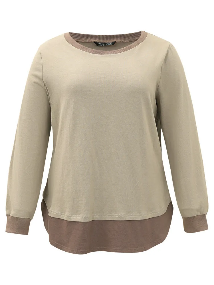 Cotton Two Tone Layered Sweatshirt