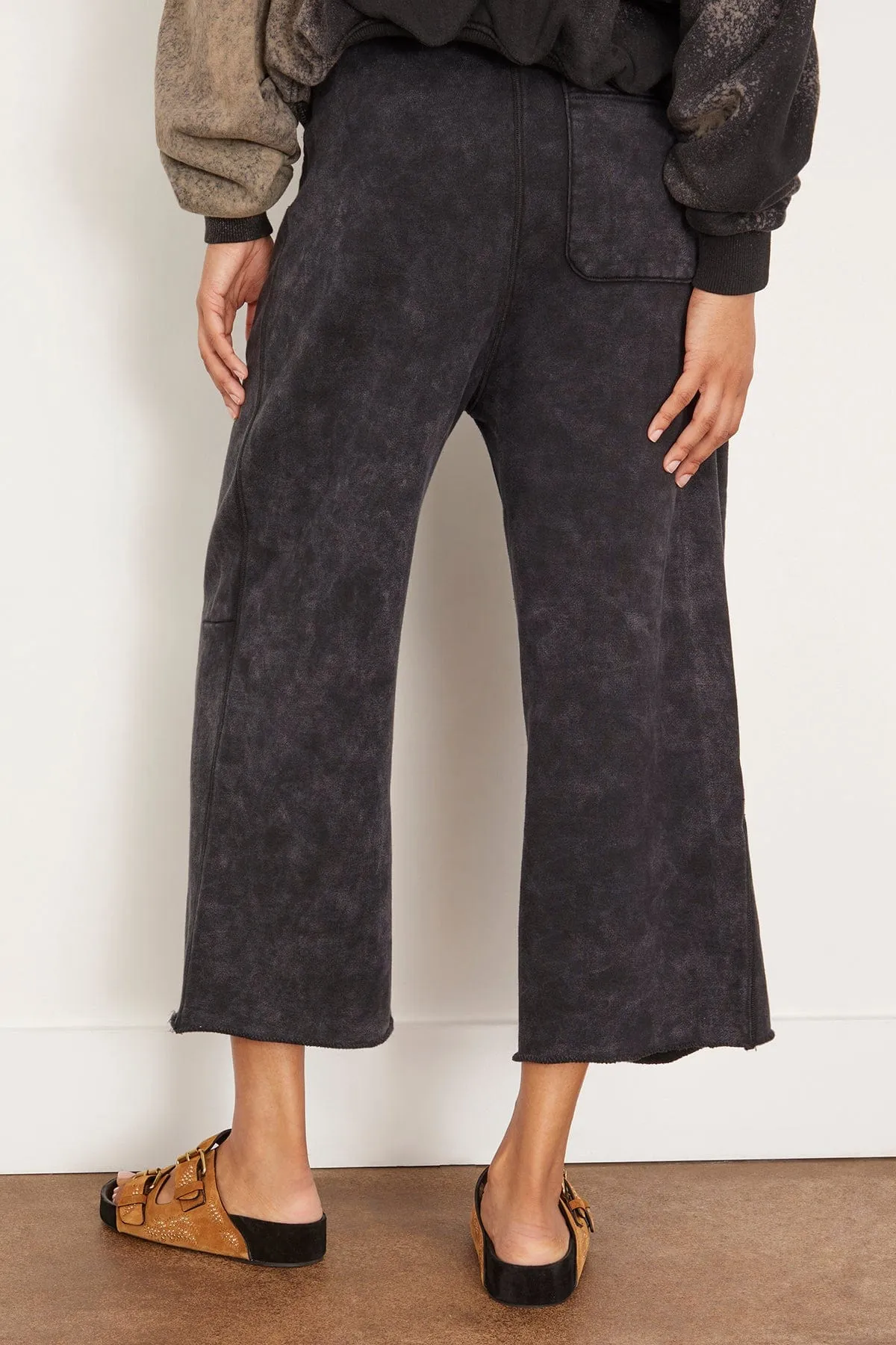 Cropped Pleated Sweatpant in Acid Black