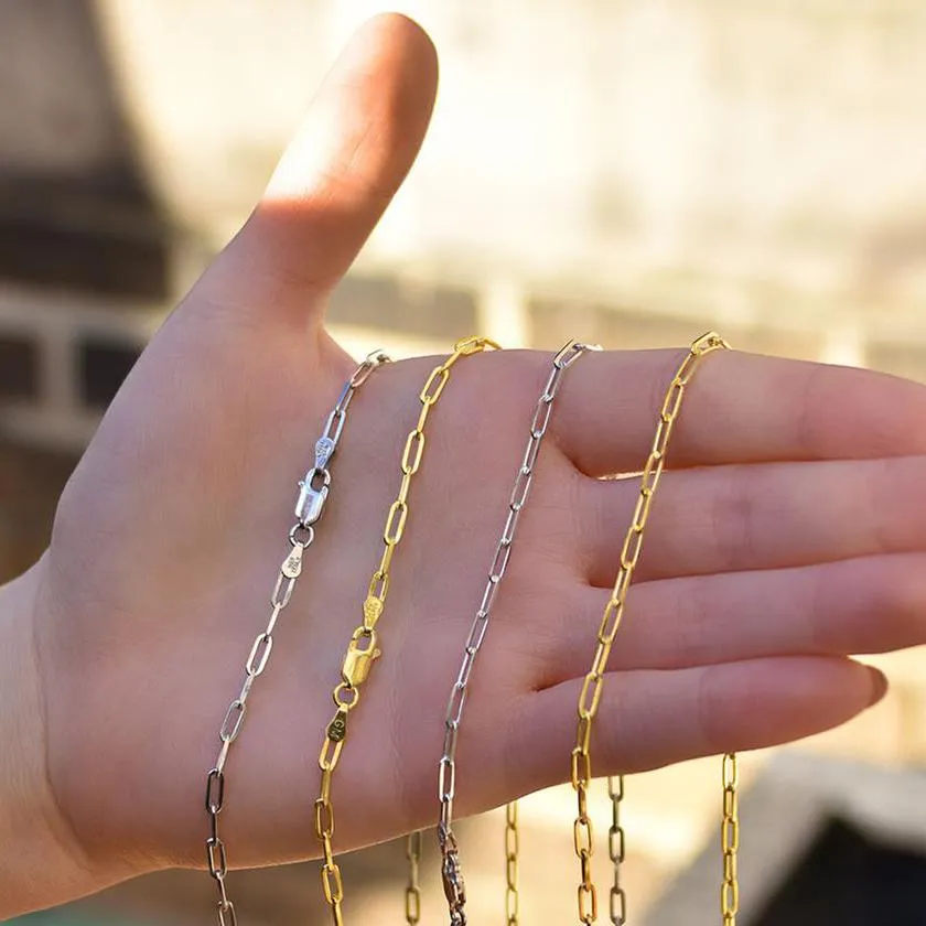 Dainty Paperclip Layering Chains in Sterling Silver