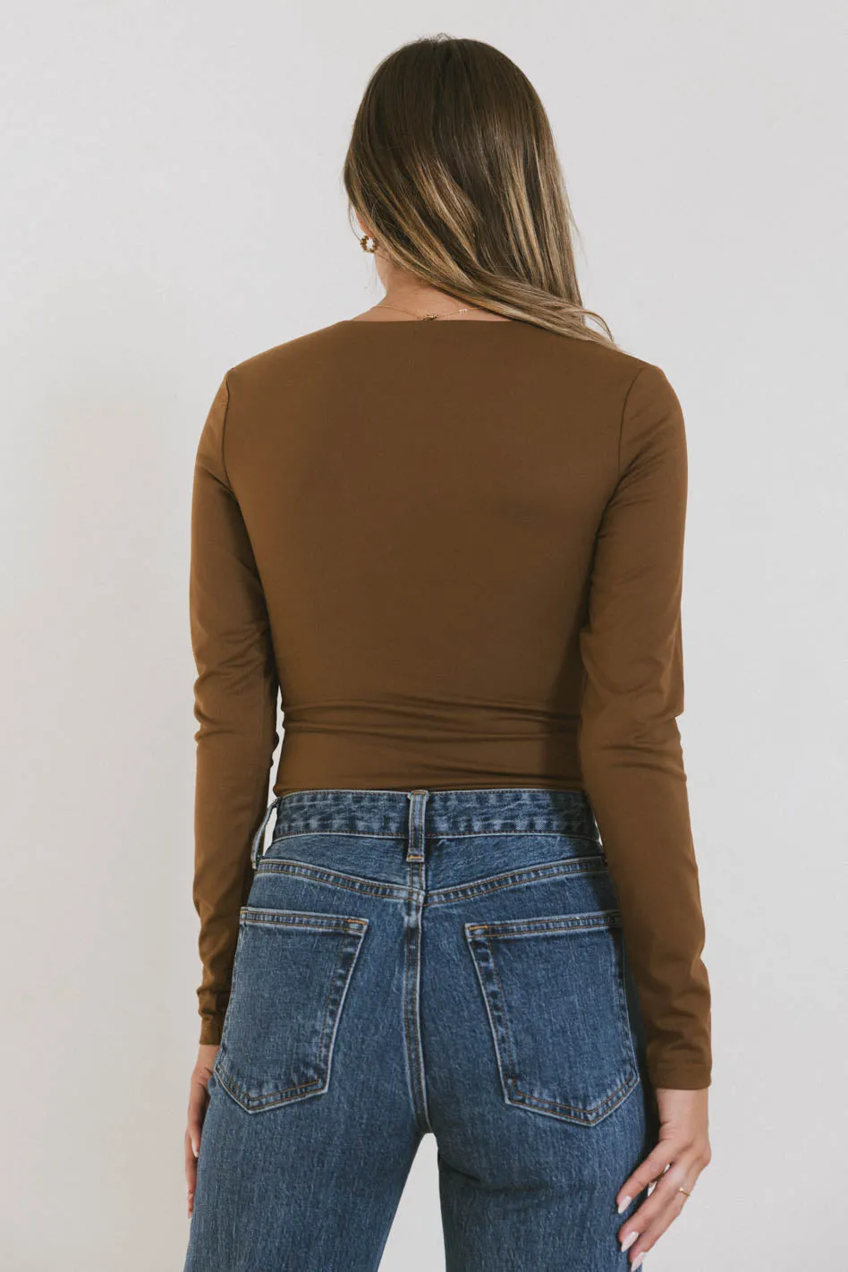 Demi Square Neck Bodysuit in Brown