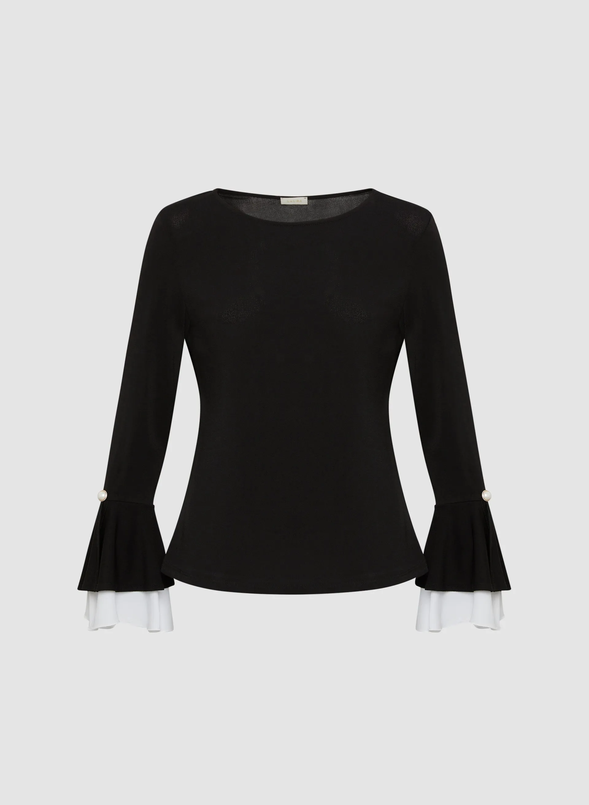 Double Ruffle Detail Long Sleeve Top