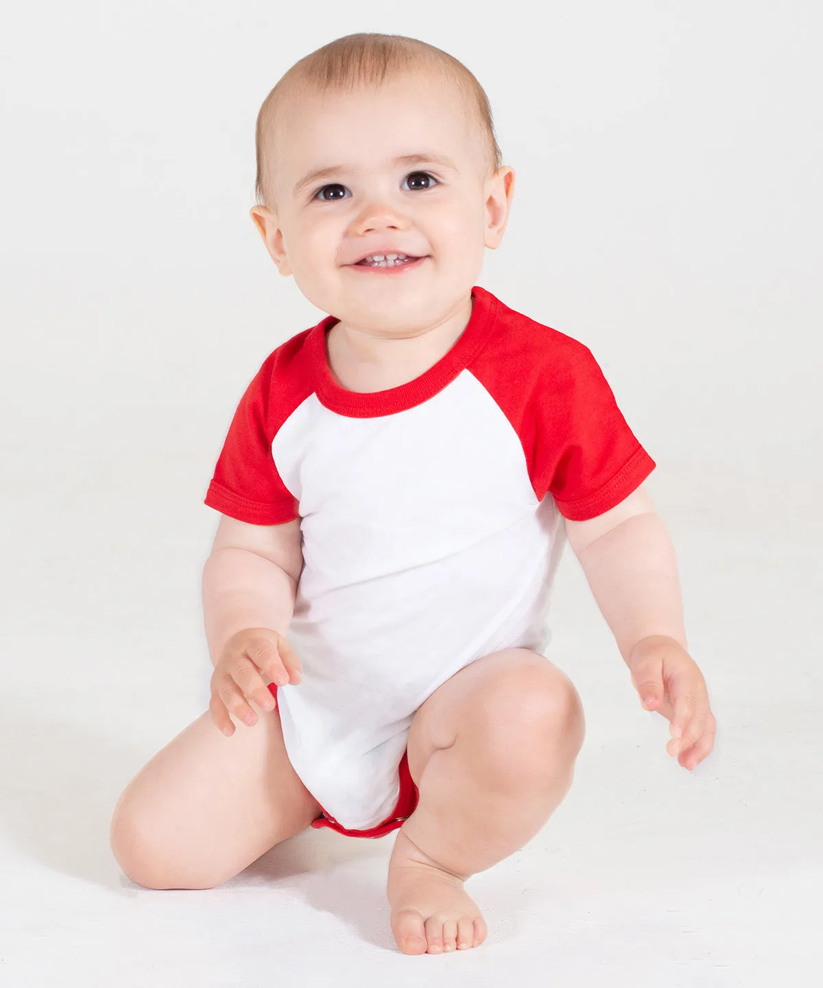 Essential short-sleeved baseball bodysuit | White/Navy