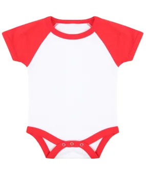 Essential short-sleeved baseball bodysuit | White/Red