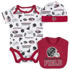 Falcons Baby Boys 3-Piece Bodysuit, Bib, and Cap Set