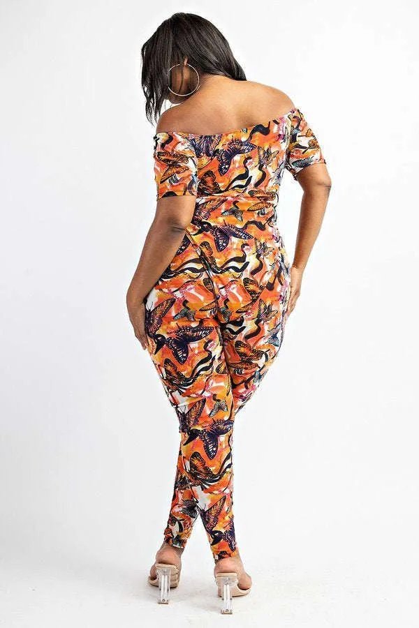 Fasheabe Off The Shoulder Butterfly 2 Piece Set