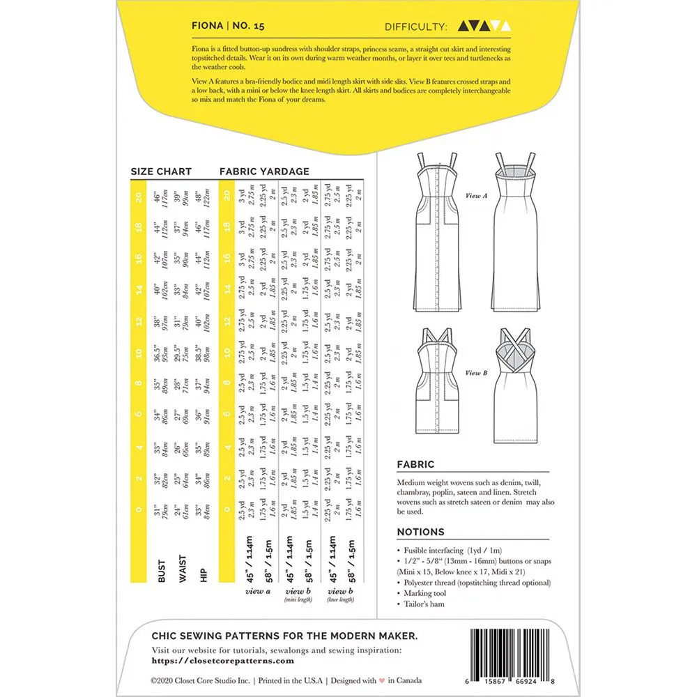 Fiona Sundress Pattern, Closet Core Patterns