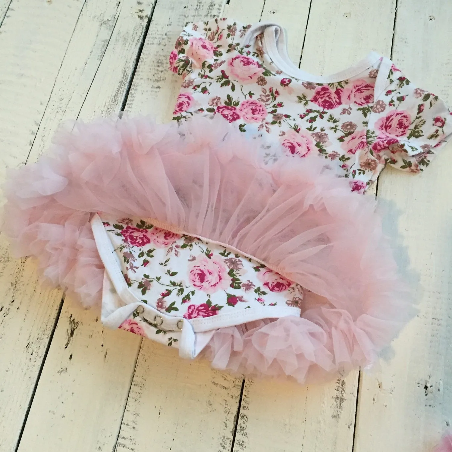 Floral Bodysuit Tutu Dress with matching headband