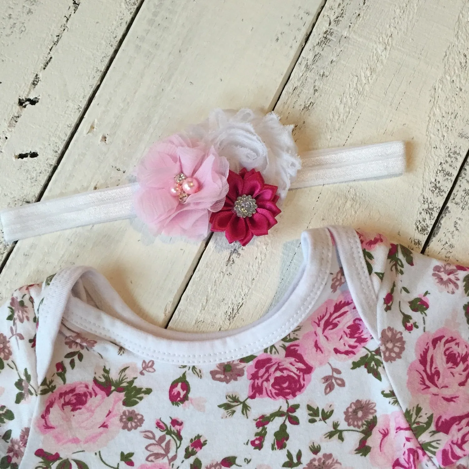 Floral Bodysuit Tutu Dress with matching headband