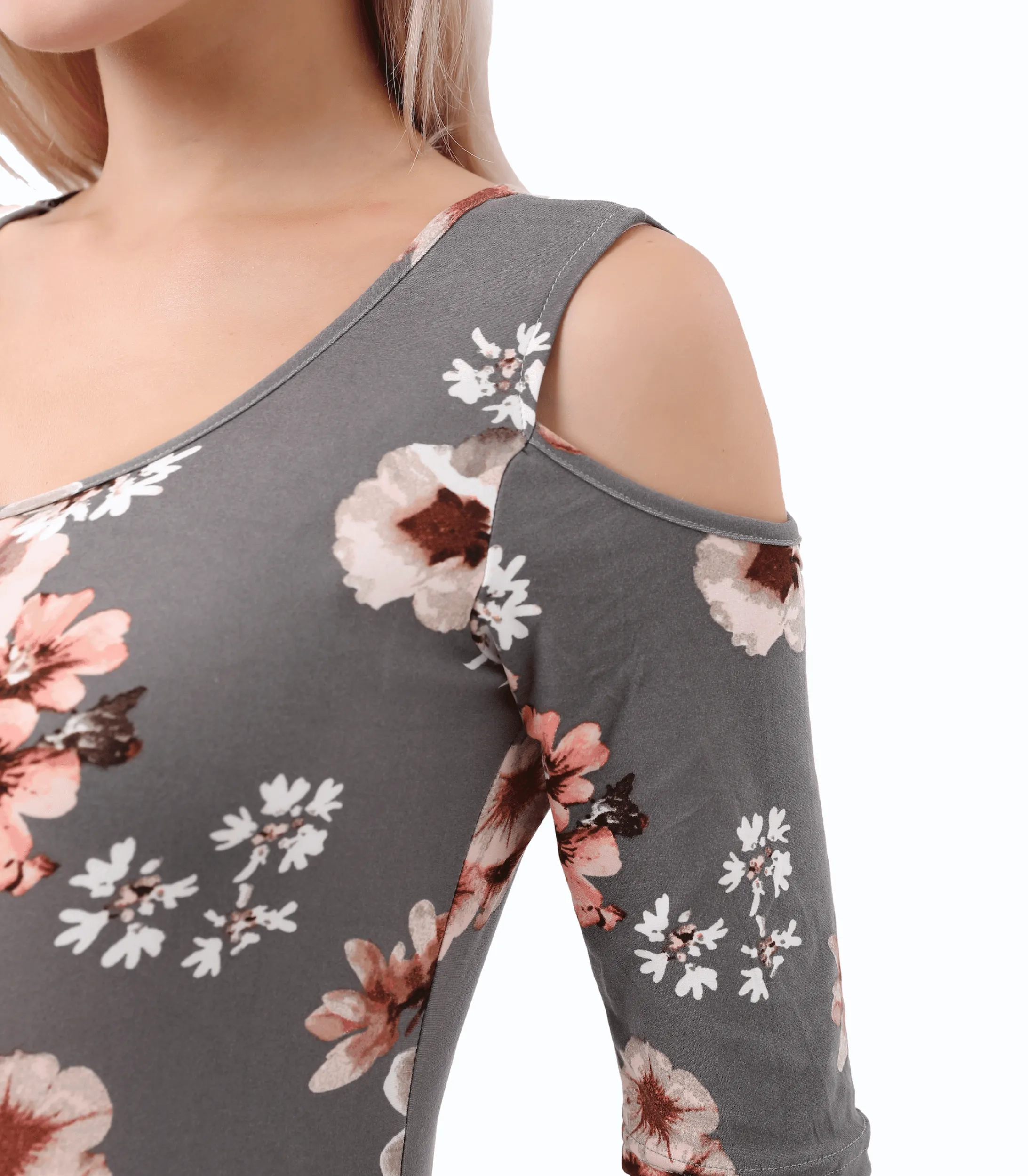 Floral Cold Shoulder Fitted Dress