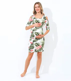 Floral Cold Shoulder Fitted Dress