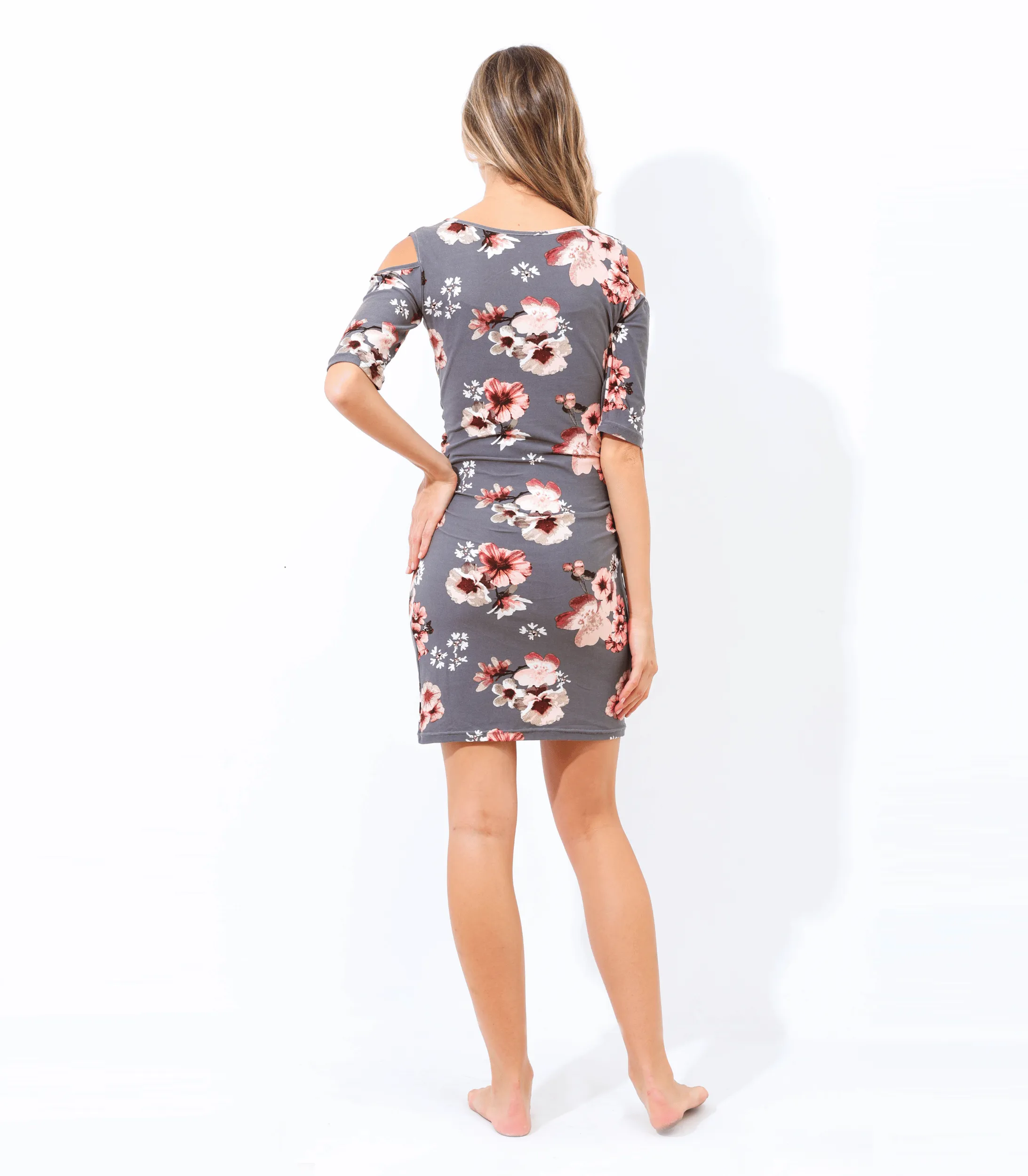 Floral Cold Shoulder Fitted Dress