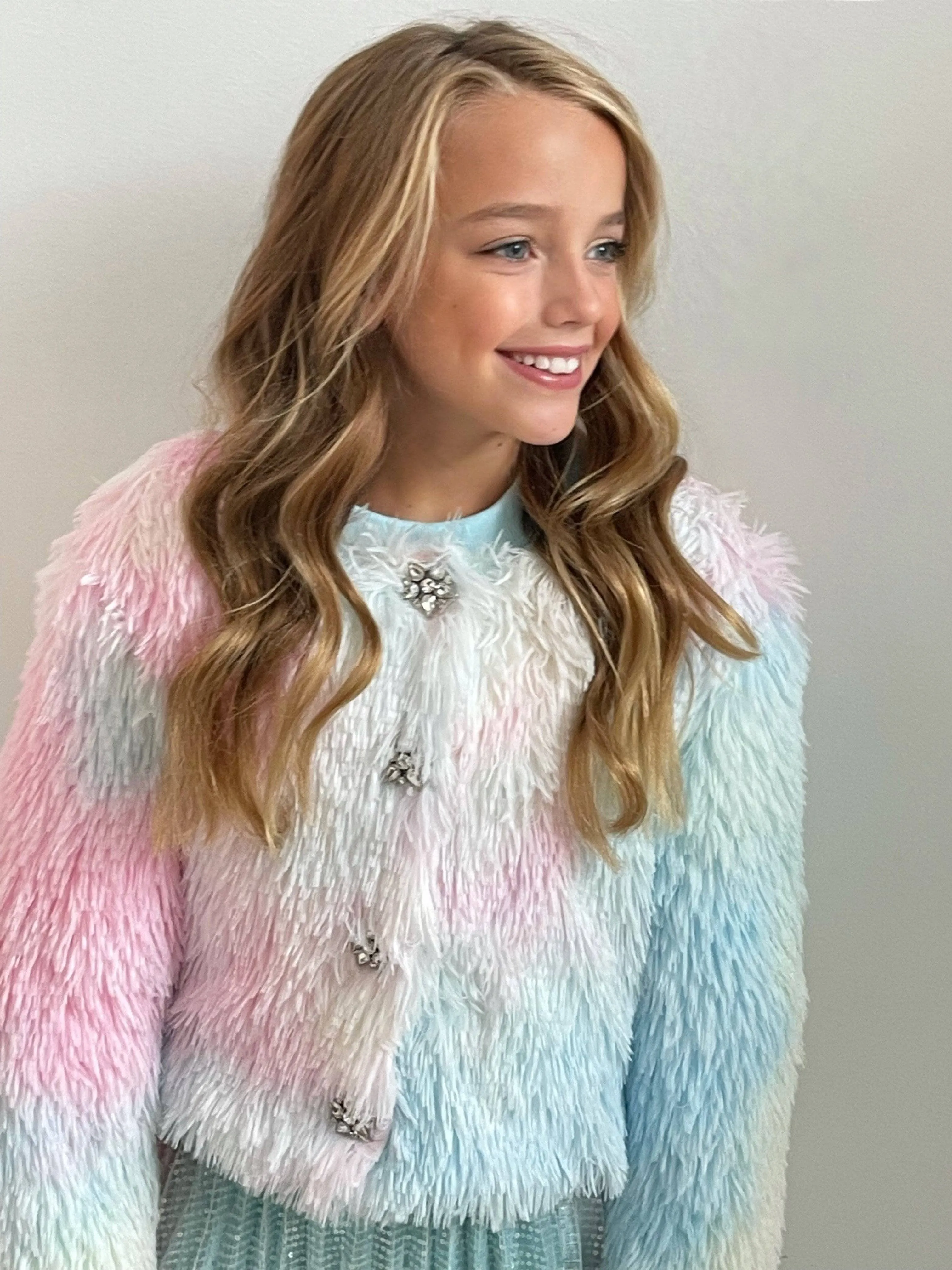 Funfetti Rainbow Faux Fur Coat