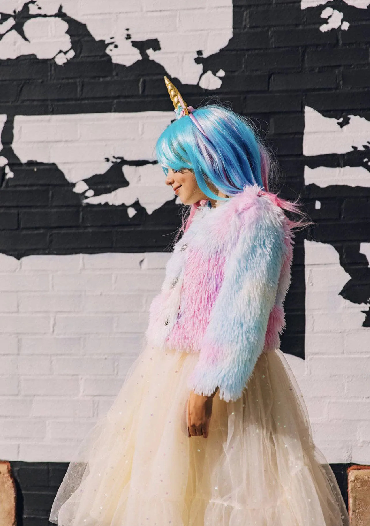 Funfetti Rainbow Faux Fur Coat