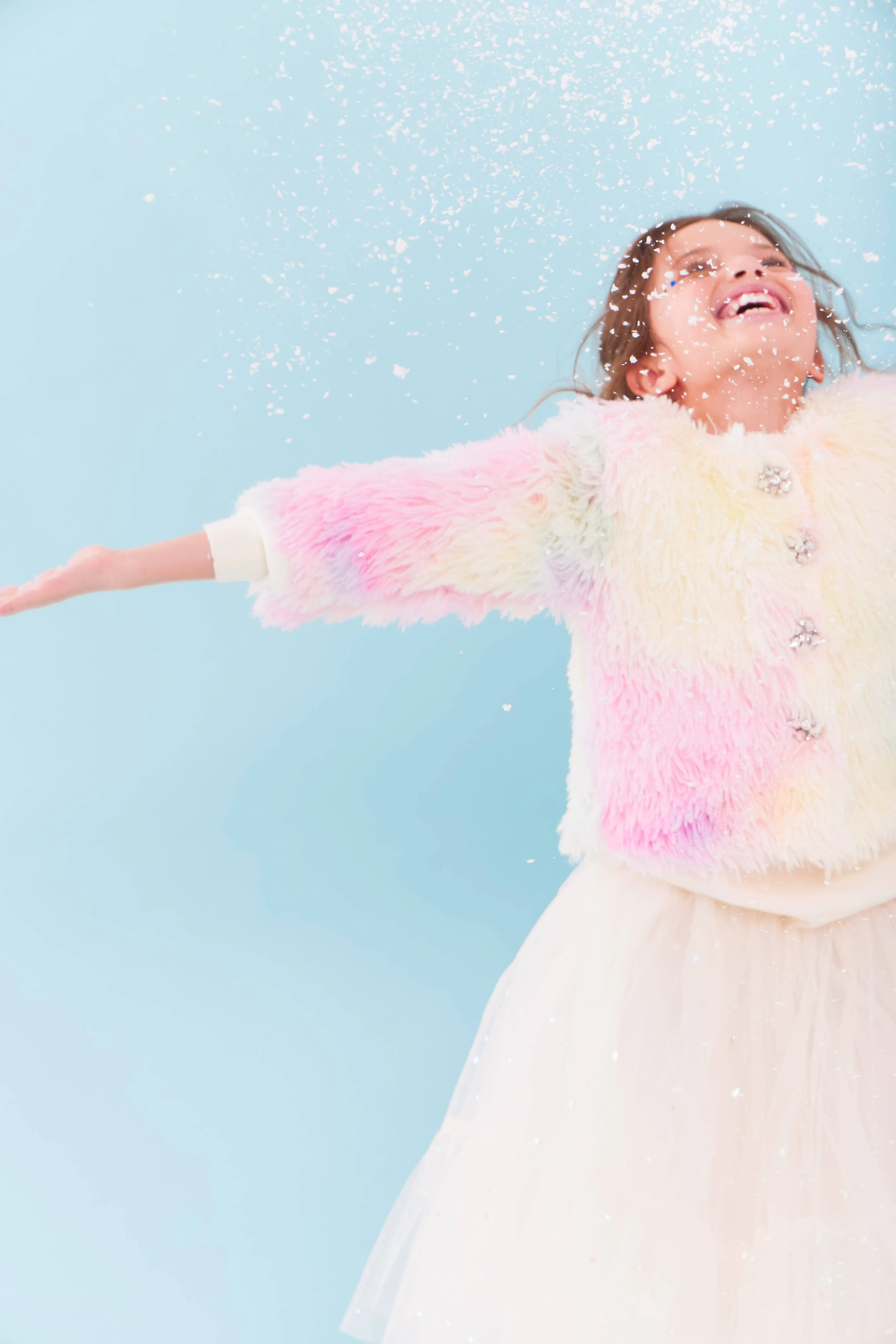 Funfetti Rainbow Faux Fur Coat