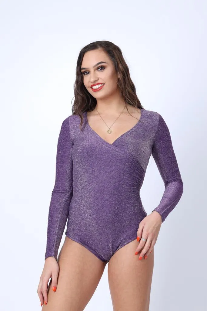 Glitter Bodysuit in Purple