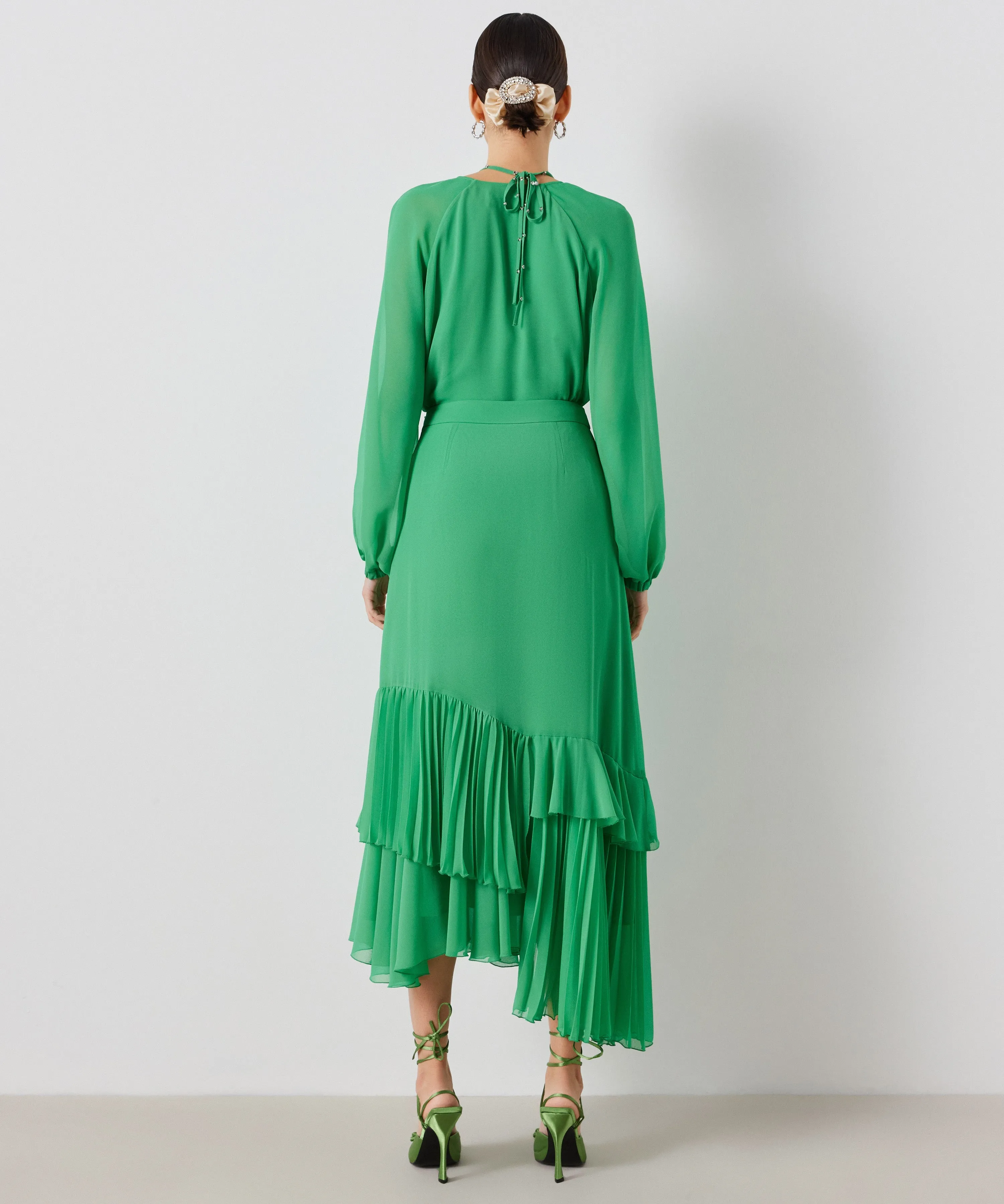 Ipekyol Asymmetrical Pleated Maxi Skirt Green