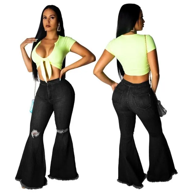 Jeans Wide Leg Trousers Lady Casual Bell-Bottoms