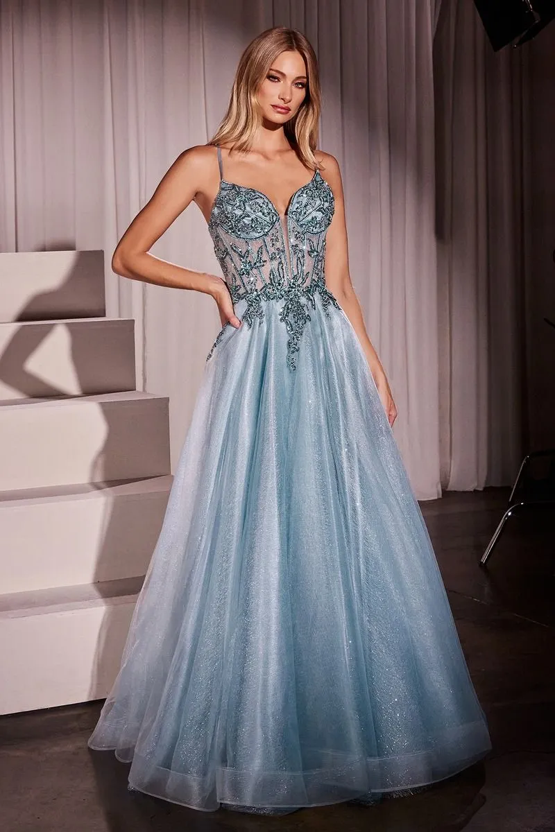 KIARA Embellished Crystal Lace & Tulle Ball Gown Prom Dress