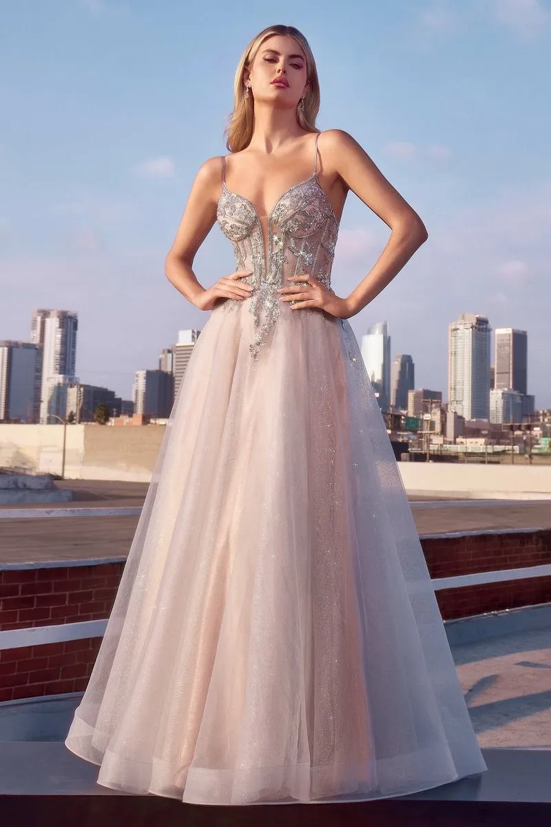 KIARA Embellished Crystal Lace & Tulle Ball Gown Prom Dress