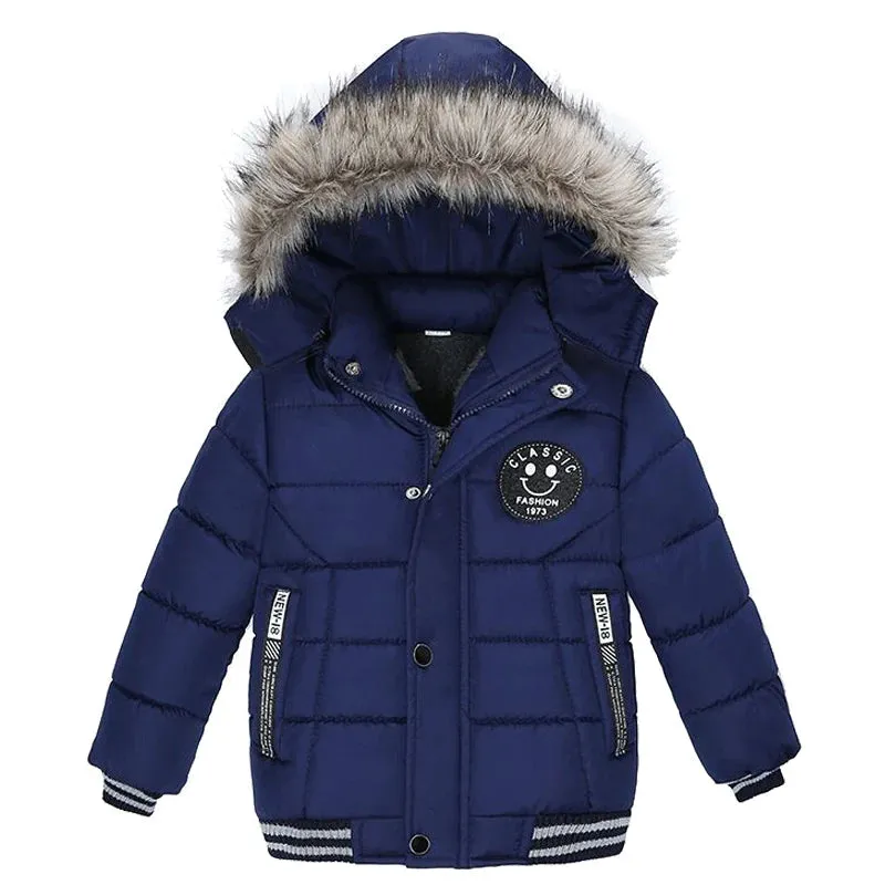 Kids' Hooded Puffer Parka with Faux Fur Trim