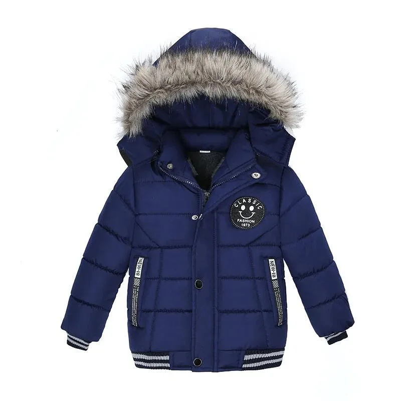 Kids' Hooded Puffer Parka with Faux Fur Trim