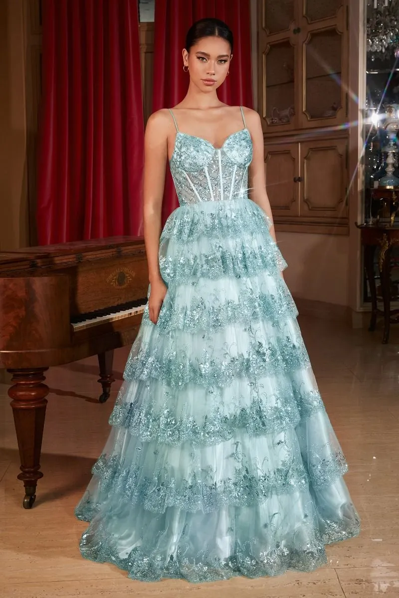 LAYERED SEQUIN BALL GOWN CDKV1108