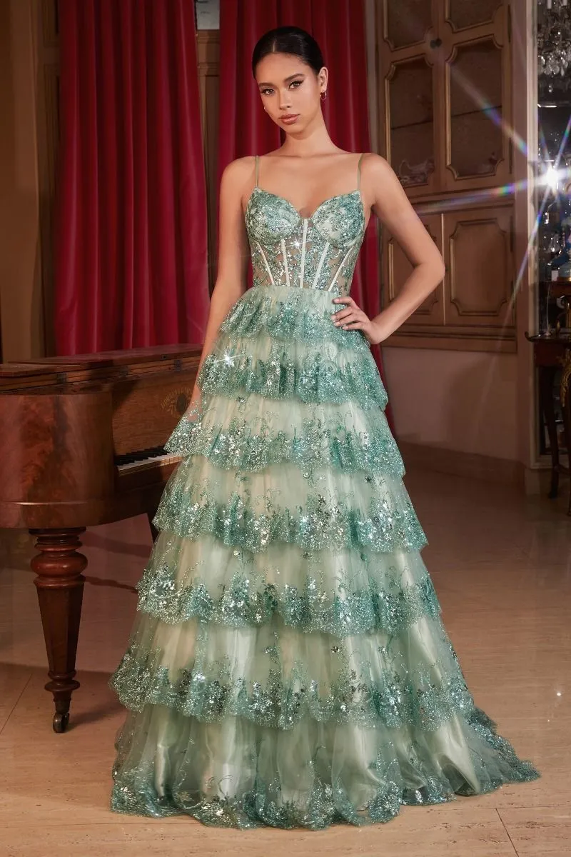 LAYERED SEQUIN BALL GOWN CDKV1108