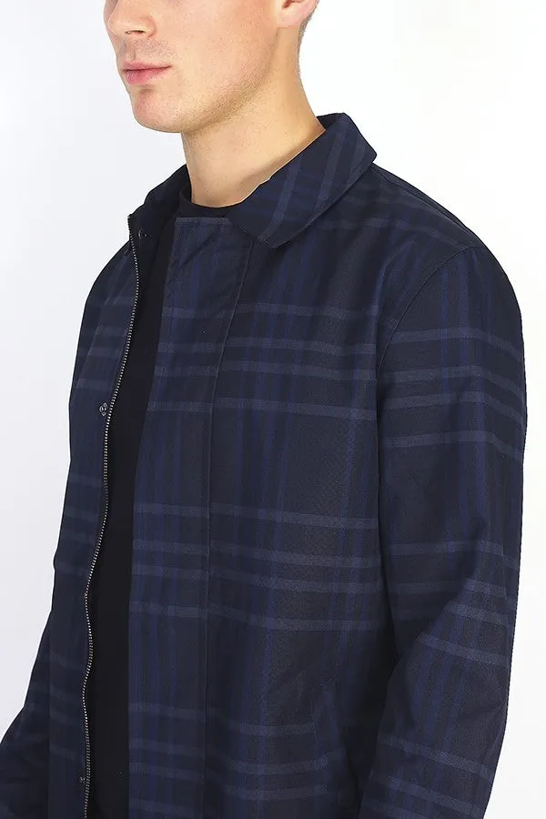 LONGLINE NAVY CHECK MAC JACKET