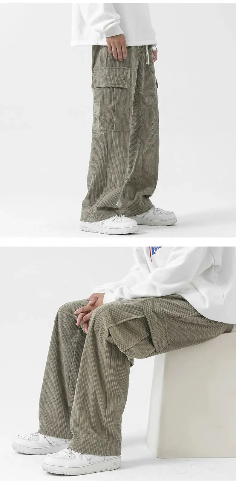 Loose Corduroy Cargo Pants