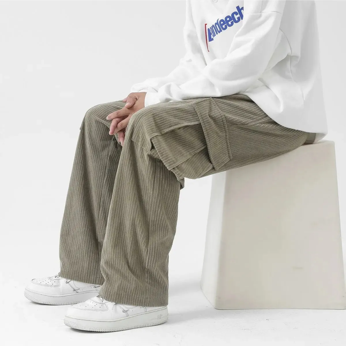 Loose Corduroy Cargo Pants